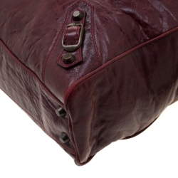 Balenciaga Red Leather Motocross Classic Bowling Bag