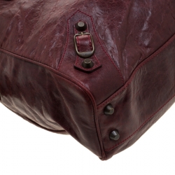 Balenciaga Red Leather Motocross Classic Bowling Bag