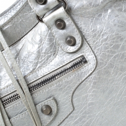 Pre Owned Balenciaga Silver Leather Classic City SH Tote