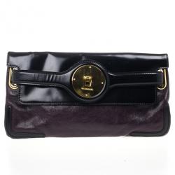 مملوكة مسبقًا Balenciaga Black Leather Lune Clutch