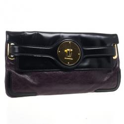 مملوكة مسبقًا Balenciaga Black Leather Lune Clutch
