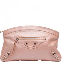 Pre Owned Balenciaga Pink Leather Pouch