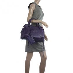 Pre Owned Balenciaga Violet Leather Step Bag