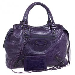 Pre Owned Balenciaga Violet Leather Step Bag