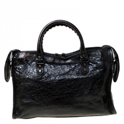Pre Owned Balenciaga Black Leather Aj GH Classic City Tote