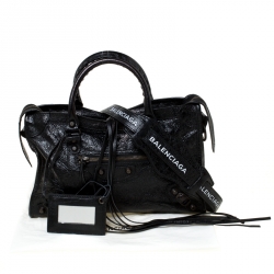 Pre Owned Balenciaga Black Leather Aj GH Classic City Tote