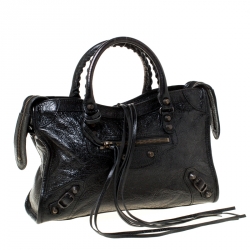 Pre Owned Balenciaga Black Leather Aj GH Classic City Tote