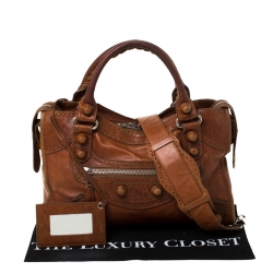 Pre Owned Balenciaga Automne Leather Giant Brogues Covered City  21 Part Time Tote      