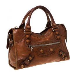 Pre Owned Balenciaga Automne Leather Giant Brogues Covered City  21 Part Time Tote      