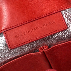 Pre Owned Balenciaga Red Leather Papier A4 Tote