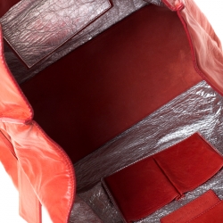 Pre Owned Balenciaga Red Leather Papier A4 Tote