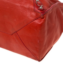 Pre Owned Balenciaga Red Leather Papier A4 Tote