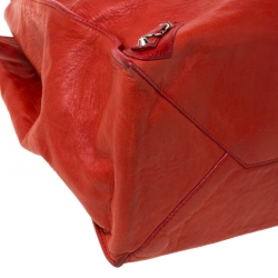 Pre Owned Balenciaga Red Leather Papier A4 Tote