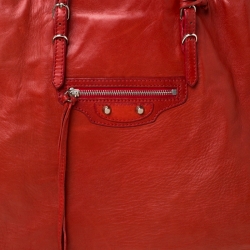 Pre Owned Balenciaga Red Leather Papier A4 Tote
