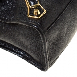 Pre Owned Balenciaga Black Leather Metallic Edge City Tote