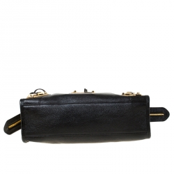 Pre Owned Balenciaga Black Leather Metallic Edge City Tote