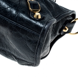 Pre Owned Balenciaga Navy Blue Leather GH Hardware Mini City Bag 