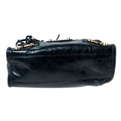 Pre Owned Balenciaga Navy Blue Leather GH Hardware Mini City Bag 