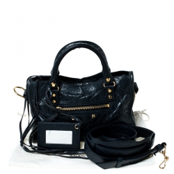 Pre Owned Balenciaga Navy Blue Leather GH Hardware Mini City Bag 