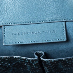 Pre Owned Balenciaga Blue Python Leather Papier A4 Tote