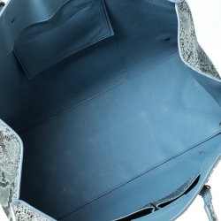 Pre Owned Balenciaga Blue Python Leather Papier A4 Tote