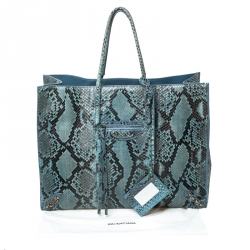 Pre Owned Balenciaga Blue Python Leather Papier A4 Tote
