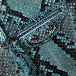 Pre Owned Balenciaga Blue Python Leather Papier A4 Tote