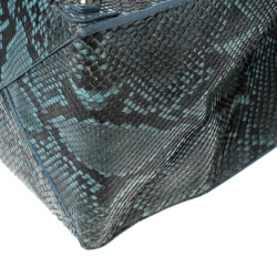 Pre Owned Balenciaga Blue Python Leather Papier A4 Tote