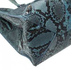 Pre Owned Balenciaga Blue Python Leather Papier A4 Tote