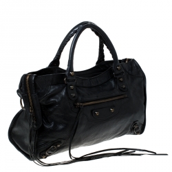 Pre Owned Balenciaga Black Leather GH City Bag