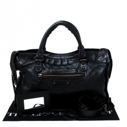 Pre Owned Balenciaga Black Leather GH City Bag