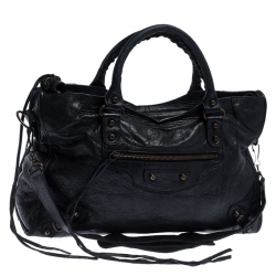 Pre Owned Balenciaga Black Leather Classic City Tote