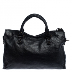 Pre Owned Balenciaga Black Leather Classic City Tote