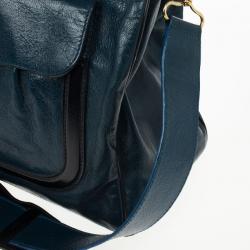 Pre Owned Balenciaga Black and Teal Leather Lune Tote