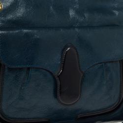 Pre Owned Balenciaga Black and Teal Leather Lune Tote