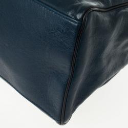 Pre Owned Balenciaga Black and Teal Leather Lune Tote