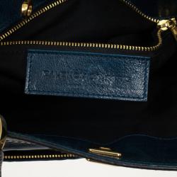 Pre Owned Balenciaga Black and Teal Leather Lune Tote