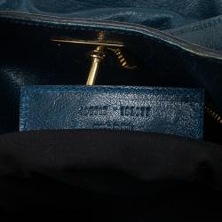 Pre Owned Balenciaga Black and Teal Leather Lune Tote