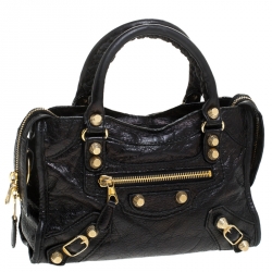 Pre Owned  Balenciaga Black Leather Mini Classic Edge City Bag