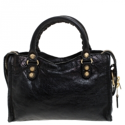 Pre Owned  Balenciaga Black Leather Mini Classic Edge City Bag