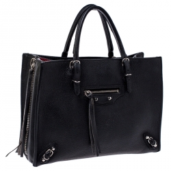 مملوكة مسبقًا Balenciaga Black Leather Mini Paper Tote