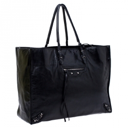 Pre Owned حقيبة يد بالنسياغا بابيه A4 جلد سوداء