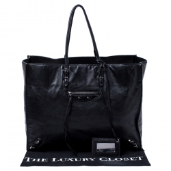 Pre Owned حقيبة يد بالنسياغا بابيه A4 جلد سوداء