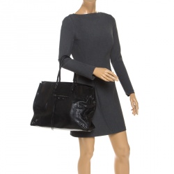 Pre Owned حقيبة يد بالنسياغا بابيه A4 جلد سوداء