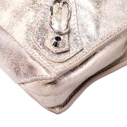Pre Owned Balenciaga Metallic Beige Papier Messenger Bag