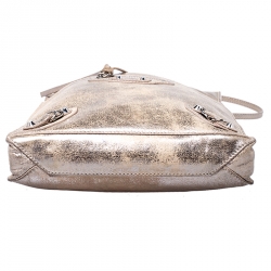 Pre Owned Balenciaga Metallic Beige Papier Messenger Bag
