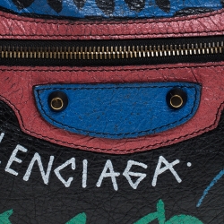 Pre Owned Balenciaga Black Graffiti Leather City Tote
