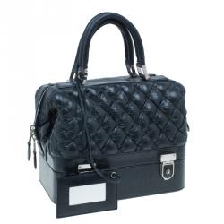 Pre Owned حقيبة بالنسياغا ماتيلاس جلد أسود مبطن