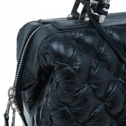 Pre Owned حقيبة بالنسياغا ماتيلاس جلد أسود مبطن