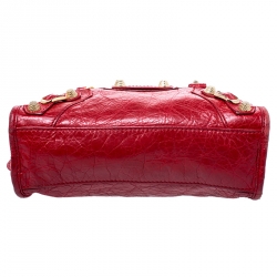 Pre Owned Balenciaga Red Leather Mini RGH City Bag